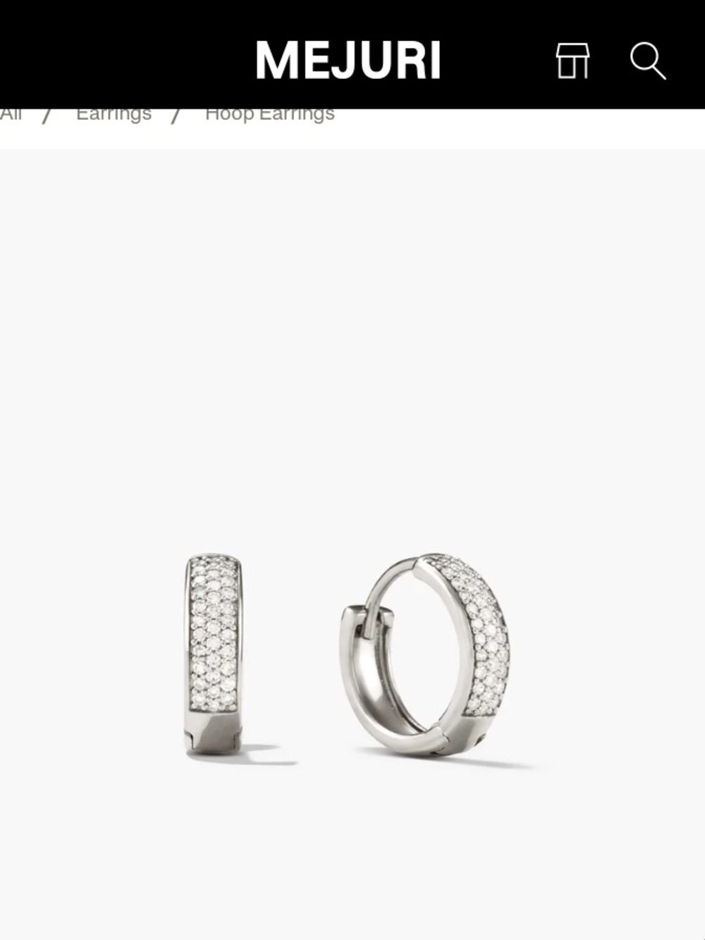 Mejuri Bold Pave Diamond Huggie Hoops 14k White Gold Like New